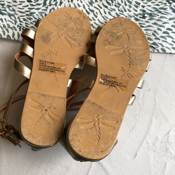 Charles Albert Metallic Gold Ghillie Sandals 8 - Picture 6 of 7